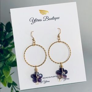 ✨📣Gold Stainless Steel earrings Amethysts